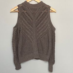 American Eagle grey cold shoulder mock sweater M